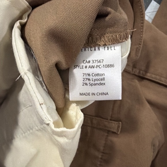 American Tall Khaki Chino Pants Women's 18 Brown Wide-Leg Cotton Stretch - Picture 9 of 10